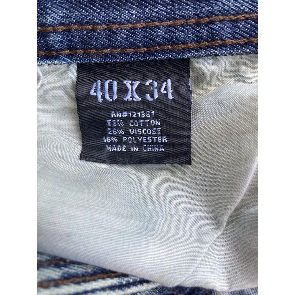 Brooklyn Xpress Moto Jeans Mens 40x34 Blue Acid Wash Distressed Cyber Y2K Biker